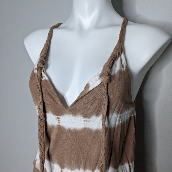 ✨3/$15 Young Fabulous & Broke brown tie dye maxi dress S - Picture 4 of 11